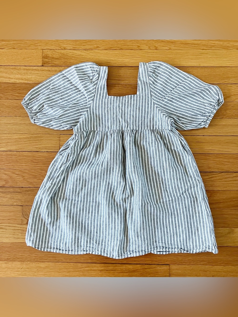 Rylee + Cru Grey White Stripe Simple Lightweight Linen Cotton Dress 6 7
